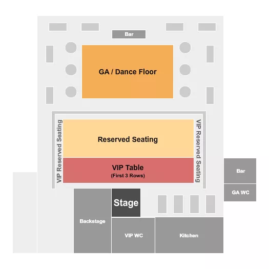 seating chart for The Venue at Belle Oaks - Reserved/VIP Table/GA - eventticketscenter.com