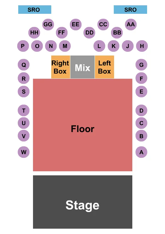 seating chart for The Vogel at the Count Basie Center for the Arts - Endstage RSV Floor - eventticketscenter.com