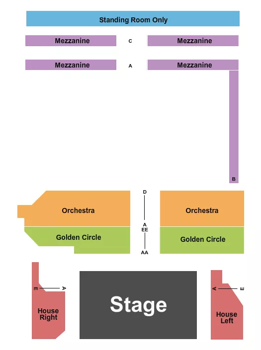 seating chart for The Warehouse at Fairfield Theatre Company - Endstage GC/Rsvd Mezz - eventticketscenter.com