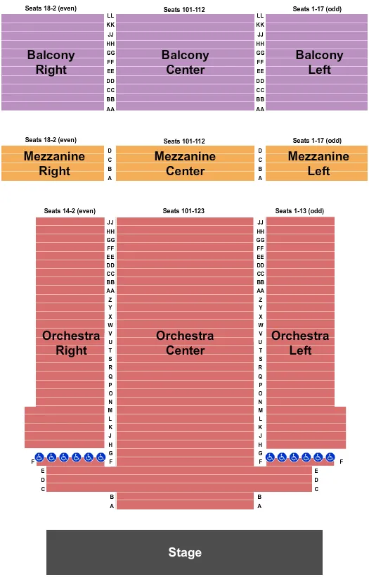 seating chart for The Weinberg Center For The Arts - End Stage - eventticketscenter.com