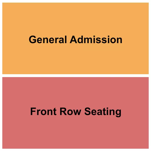 GA & Front Row Seating Chart at The Winchester Music Tavern. The chart shows the main floor/stage with seating options surrounding it, which are color coded