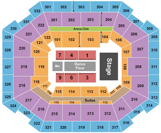 seating chart for The Yuengling Center - Endstage Dance Floor - eventticketscenter.com