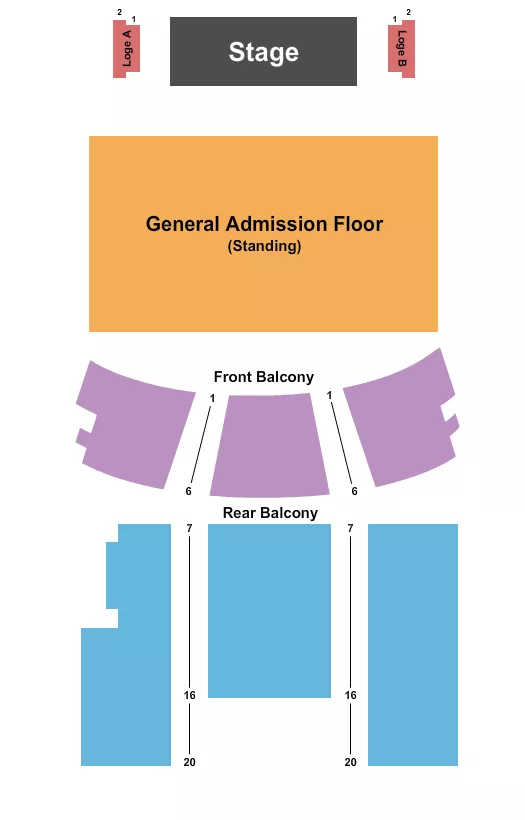 seating chart for Theatre Rialto - Endstage GA 2 - eventticketscenter.com