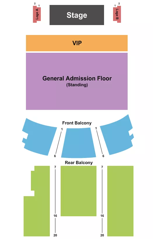 seating chart for Theatre Rialto - Endstage GA - eventticketscenter.com