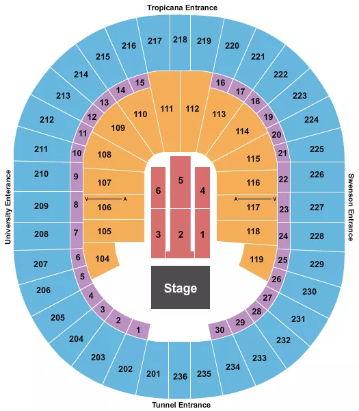 seating chart for Thomas & Mack Center - Endstage 3 - eventticketscenter.com