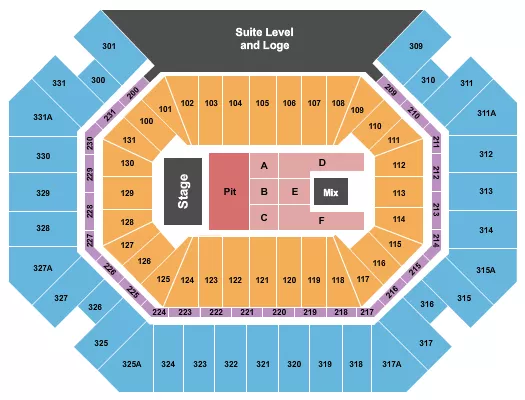 seating chart for Thompson Boling Arena at Food City Center - Endstage GA Pit - eventticketscenter.com