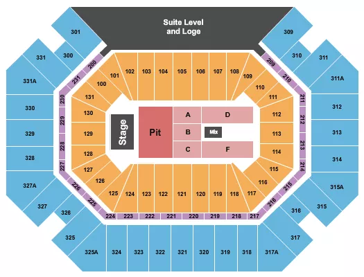 seating chart for Thompson Boling Arena at Food City Center - Endstage Pit 2 - eventticketscenter.com