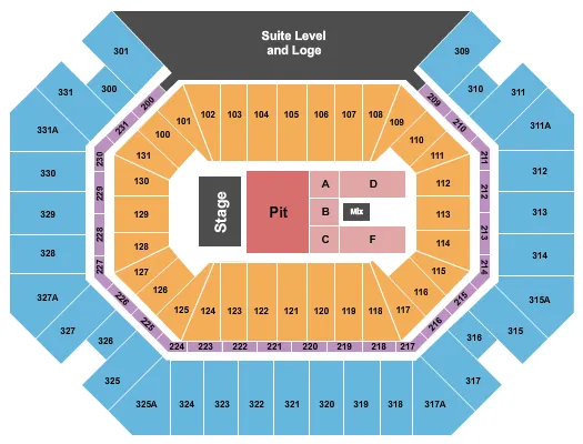 seating chart for Thompson Boling Arena at Food City Center - Endstage Pit - eventticketscenter.com