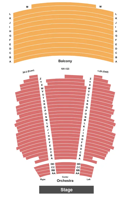 seating chart for Thrasher-Horne Center for the Arts - End Stage - eventticketscenter.com