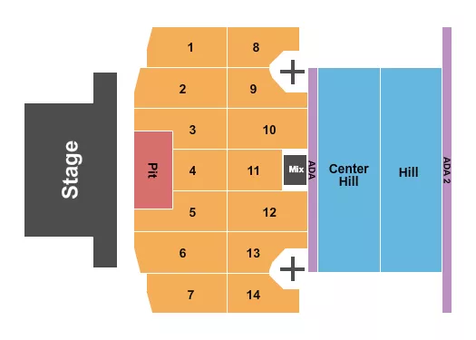 seating chart for Thunder Ridge Nature Arena - Center Pit GA, Flr 1-14 - eventticketscenter.com