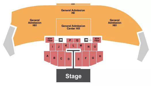 Post Malone Seating Chart at Thunder Ridge Nature Arena. The chart shows the main floor/stage with seating options surrounding it, which are color coded