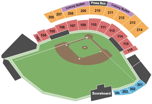 seating chart for Pelicans Ballpark - Baseball - eventticketscenter.com