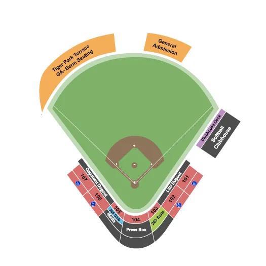 seating chart for Tiger Park - Softball - eventticketscenter.com