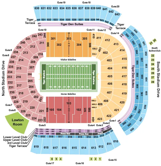 seating chart for Tiger Stadium - Baton Rouge - Football - eventticketscenter.com