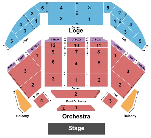 seating chart for Concert Hall At Tilles Center for the Performing Arts - Endstage 2 - eventticketscenter.com