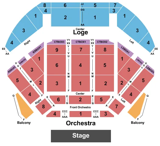 seating chart for Concert Hall At Tilles Center for the Performing Arts - End Stage - eventticketscenter.com
