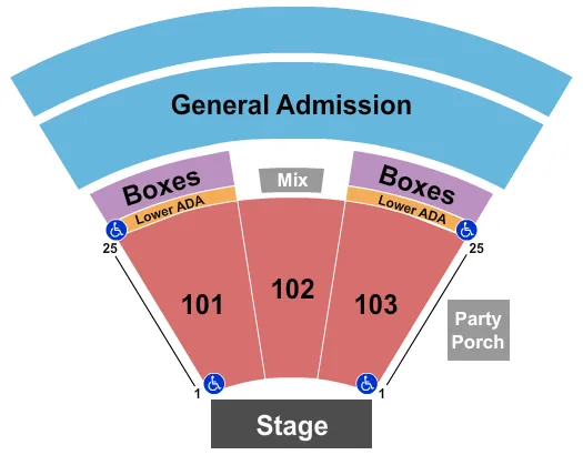 seating chart for Ting Pavilion - RSV 101-103 & GA - eventticketscenter.com