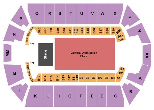seating chart for Tingley Coliseum at New Mexico State Fairgrounds - End Stage GA Floor - eventticketscenter.com