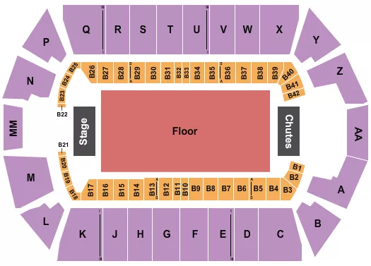 seating chart for Tingley Coliseum at New Mexico State Fairgrounds - Endstage GA Floor - eventticketscenter.com