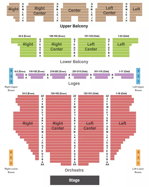 seating chart for Tivoli Theatre - Chattanooga - End Stage - eventticketscenter.com