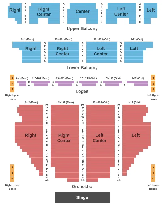 seating chart for Tivoli Theatre - Chattanooga - End Stage - eventticketscenter.com