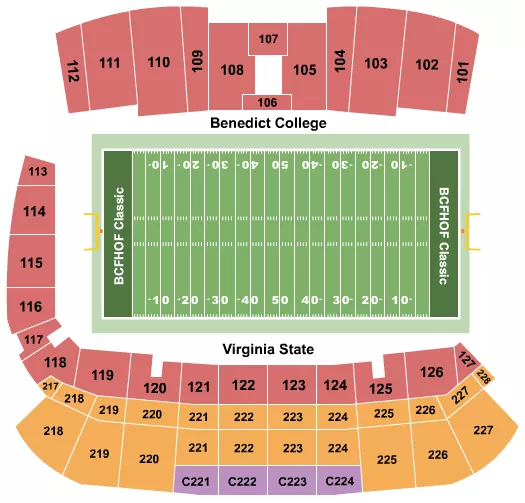seating chart for Tom Benson Hall of Fame Stadium - Black College Football Hall Of Fame Classic - eventticketscenter.com