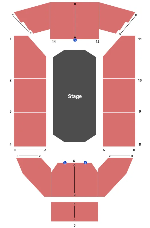 seating chart for Tom Patterson Theatre - End Stage - eventticketscenter.com