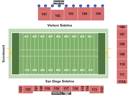 seating chart for Torero Stadium - Football - eventticketscenter.com