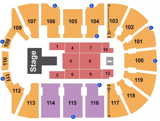 seating chart for Total Mortgage Arena - AEW2 - eventticketscenter.com