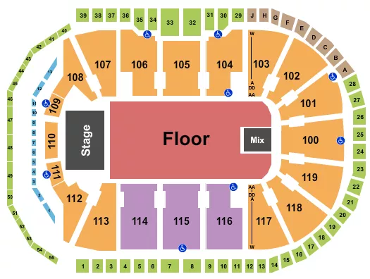 seating chart for Total Mortgage Arena - Endstage GA Floor - eventticketscenter.com