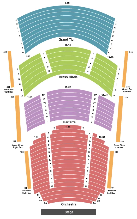 seating chart for Touhill Performing Arts Center - Anheuser-Busch Performance Hall - End Stage - eventticketscenter.com