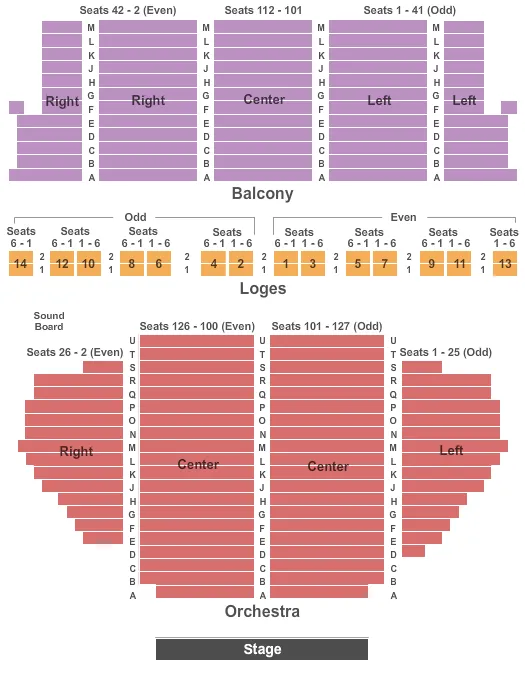 seating chart for Town Hall Theatre - NY - End Stage - eventticketscenter.com