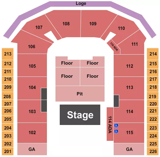 seating chart for Town Toyota Center - Half House GA Pit/RSV - eventticketscenter.com