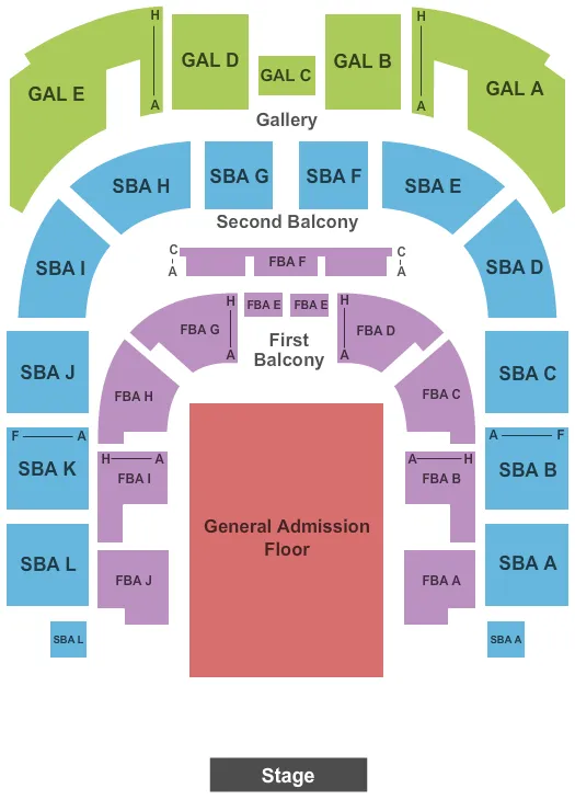 seating chart for Township Auditorium - Endstage GA Floor - eventticketscenter.com