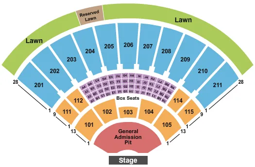 seating chart for Toyota Amphitheatre - End Stage with GA Pit 2 - eventticketscenter.com