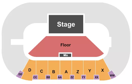 seating chart for Toyota Center - Kennewick - End stage Floor - eventticketscenter.com