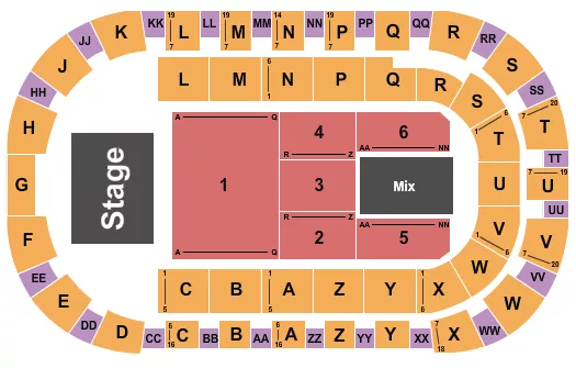 seating chart for Toyota Center - Kennewick - Third Day - eventticketscenter.com