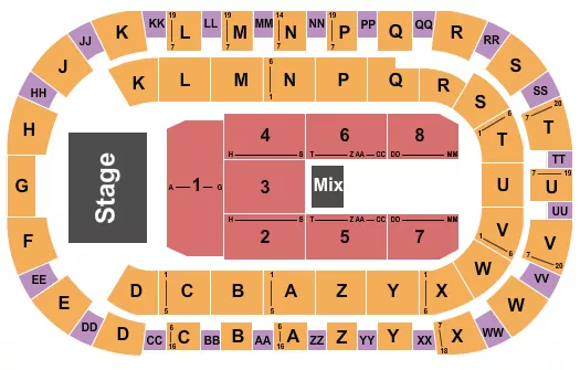seating chart for Toyota Center - Kennewick - Zach Williams - eventticketscenter.com