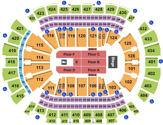 seating chart for Toyota Center - TX - Endstage 4 - eventticketscenter.com