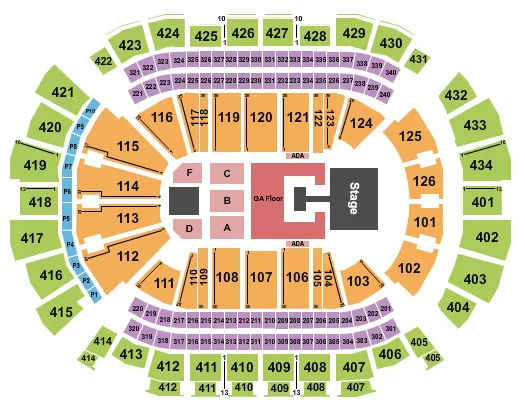 seating chart for Toyota Center - TX - Endstage - GA Half Floor w/ Catwalk - eventticketscenter.com