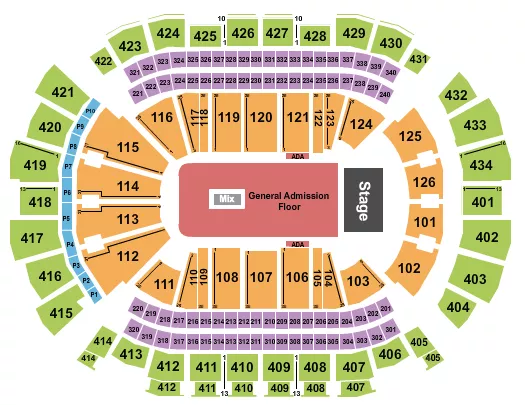 seating chart for Toyota Center - TX - Endstage GA Floor - eventticketscenter.com