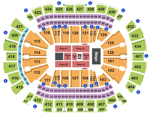 seating chart for Toyota Center - TX - Cyndi Lauper - eventticketscenter.com