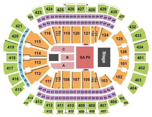 seating chart for Toyota Center - TX - Endstage GA Pit 2 - eventticketscenter.com
