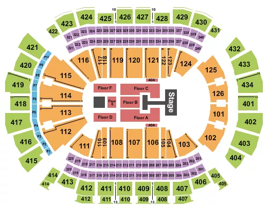 seating chart for Toyota Center - TX - Kirk Franklin - eventticketscenter.com