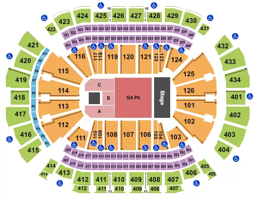 seating chart for Toyota Center - TX - Papa Roach - eventticketscenter.com