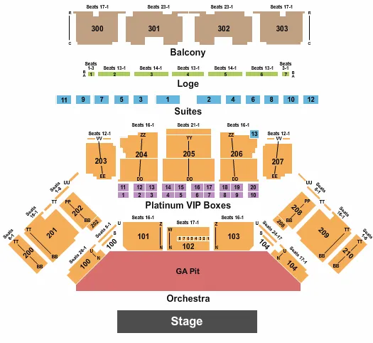 seating chart for Toyota Oakdale Theatre - Endstage 2 - eventticketscenter.com