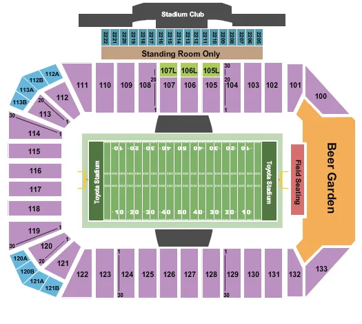 seating chart for Toyota Stadium - Frisco - Football - eventticketscenter.com