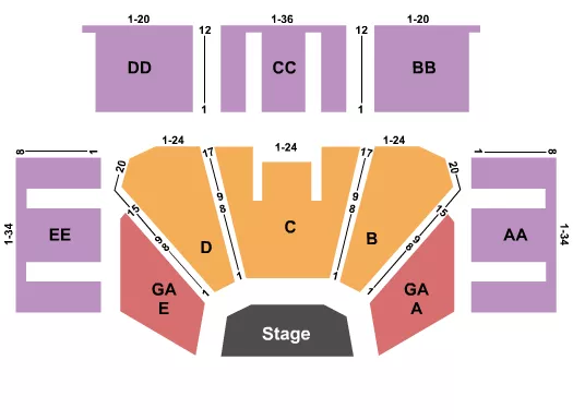 seating chart for Treasure Island Event Center - MN - Endstage GA E&A - eventticketscenter.com