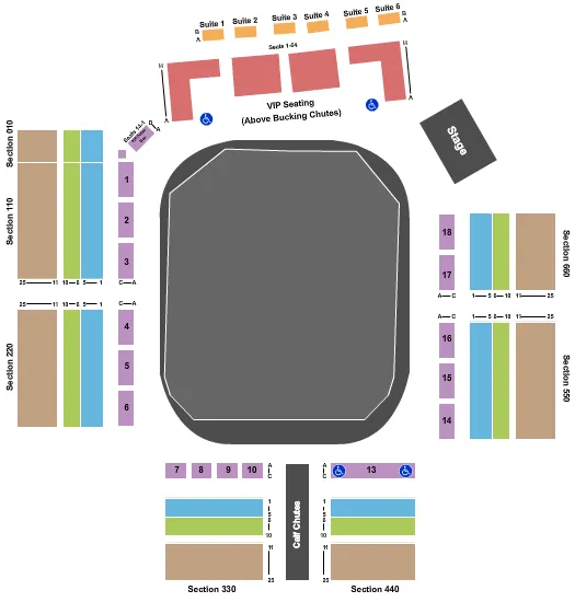 seating chart for Tri-State Rodeo Arena - Rodeo - eventticketscenter.com