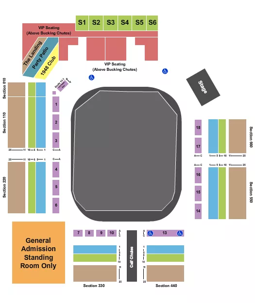 seating chart for Tri-State Rodeo Arena - Rodeo - eventticketscenter.com